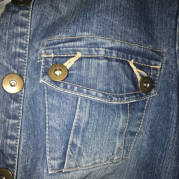 French Cuff Denim Jean Jacket Size L EUC - Picture 5 of 8